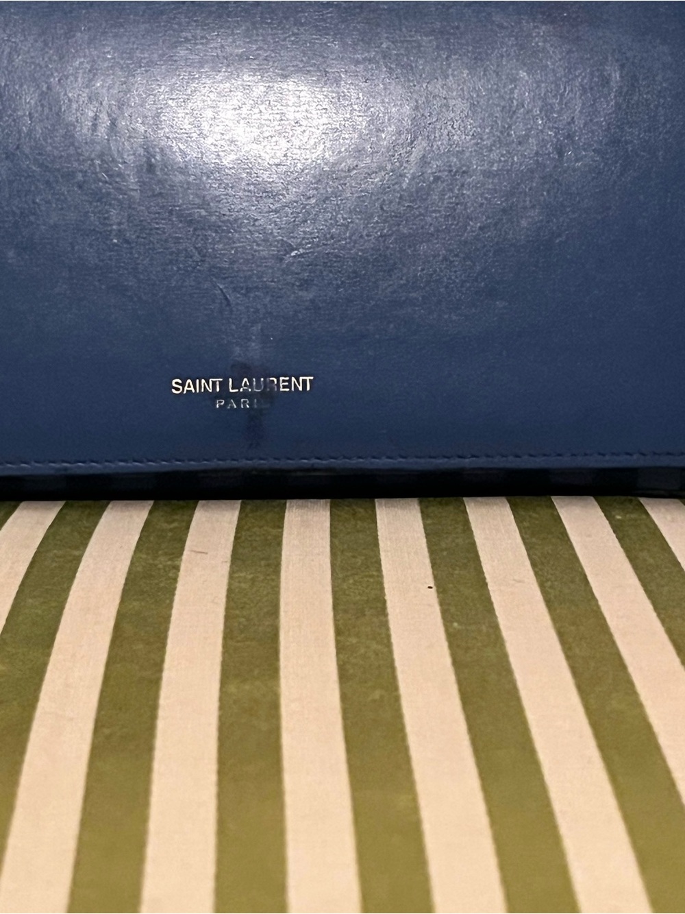 Saint Laurent Navy Blue Leather Zip Wallet - Picture 2 of 12